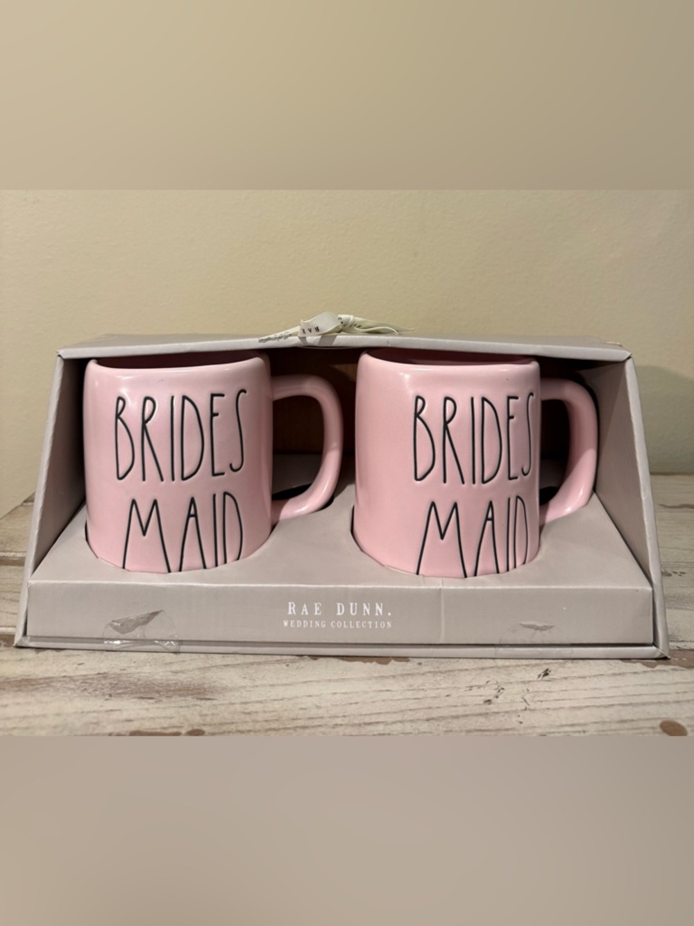 Rae Dunn Pink Bridesmaid Mugs Set 2 Wedding Collection Magenta